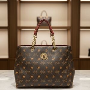 EUC Beverly Hills Polo Club Brown and Red Tote